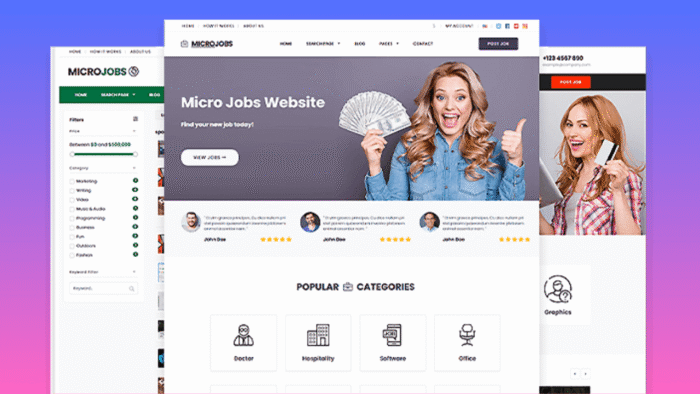 Micro Jobs WordPress Theme Fiverr, Upwork or 99designs - Premiumpress - Image 1