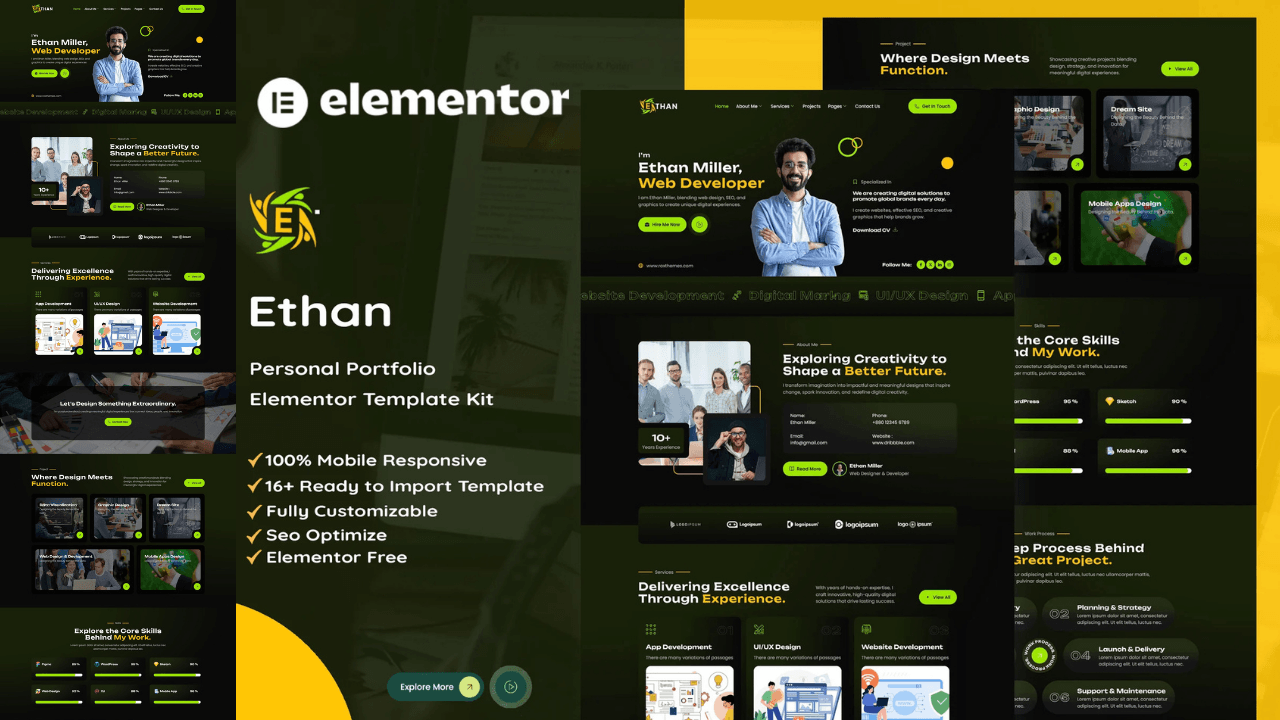 Ethan - Personal Portfolio Elementor Template Kit