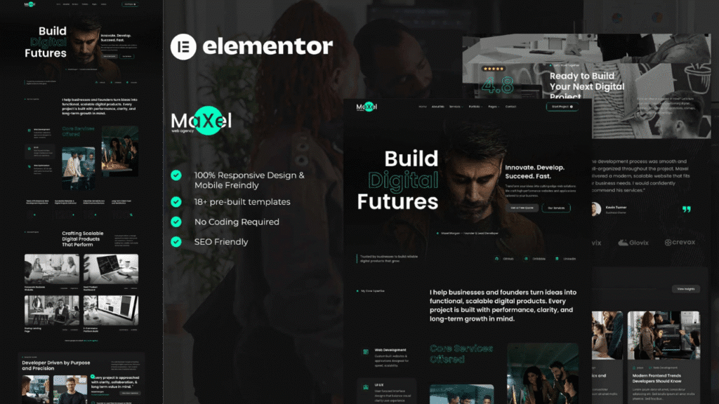 MaXel - Web Development & Portfolio Elementor Template Kit