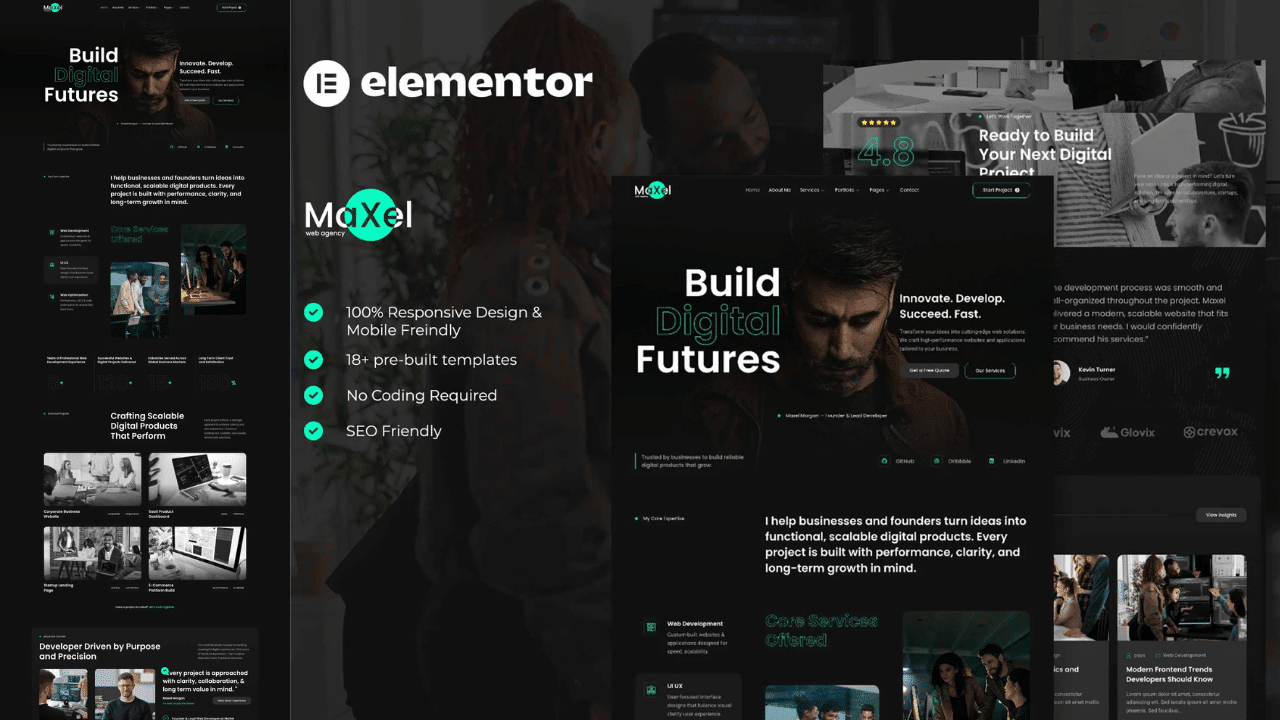 MaXel - Web Development & Portfolio Elementor Template Kit