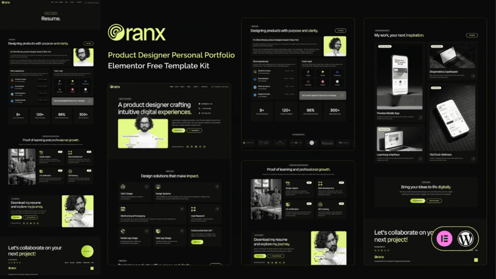 Oranx - Product Designer Personal Portfolio Elementor Template Kit