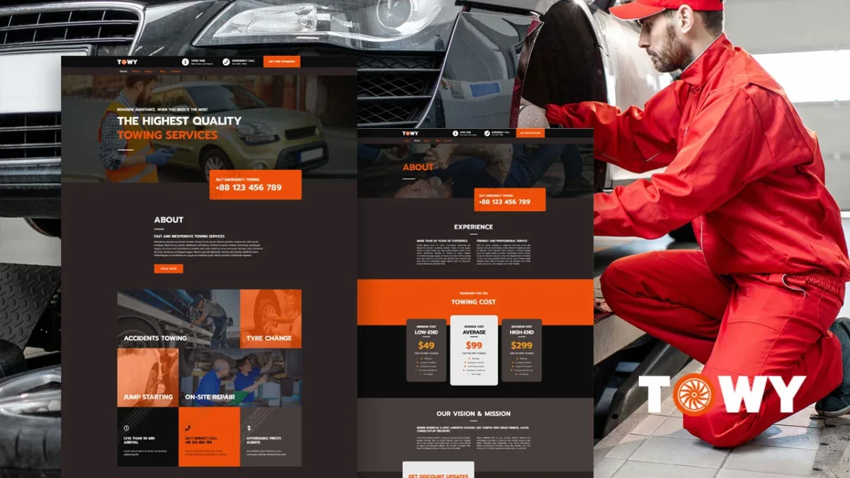 Elementor Template For Towing Services