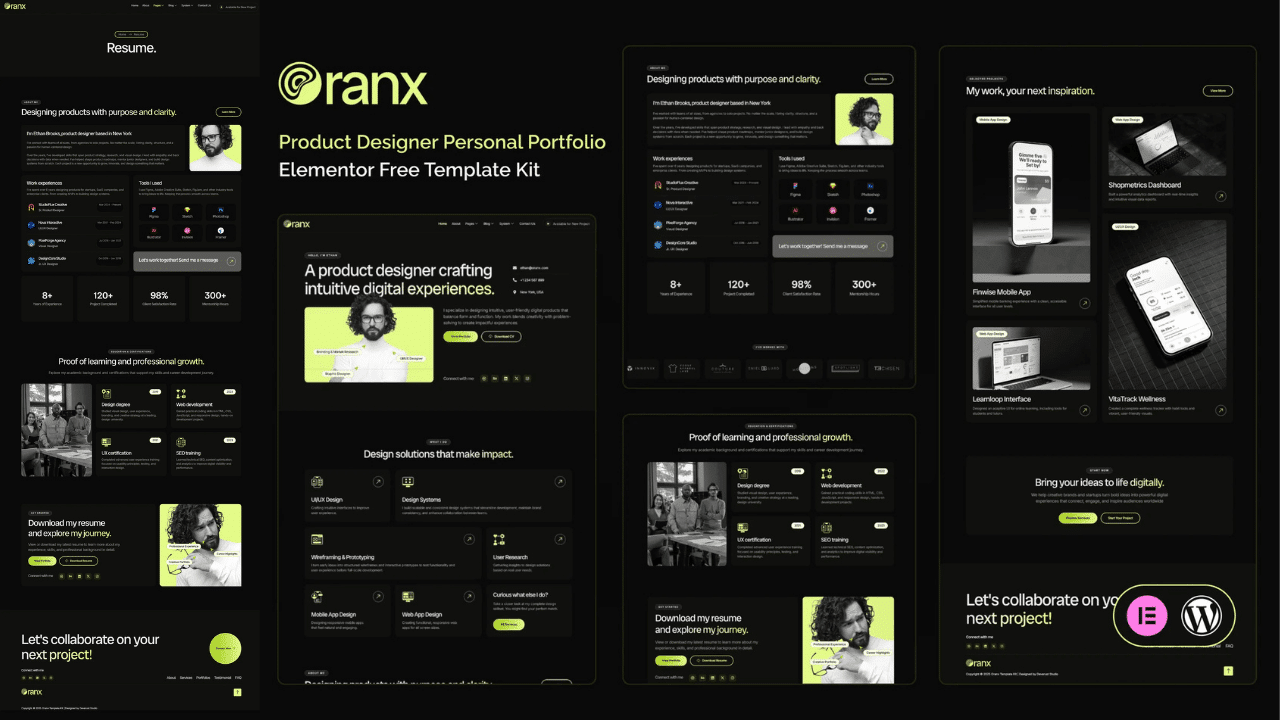 Oranx - Product Designer Personal Portfolio Elementor Template Kit